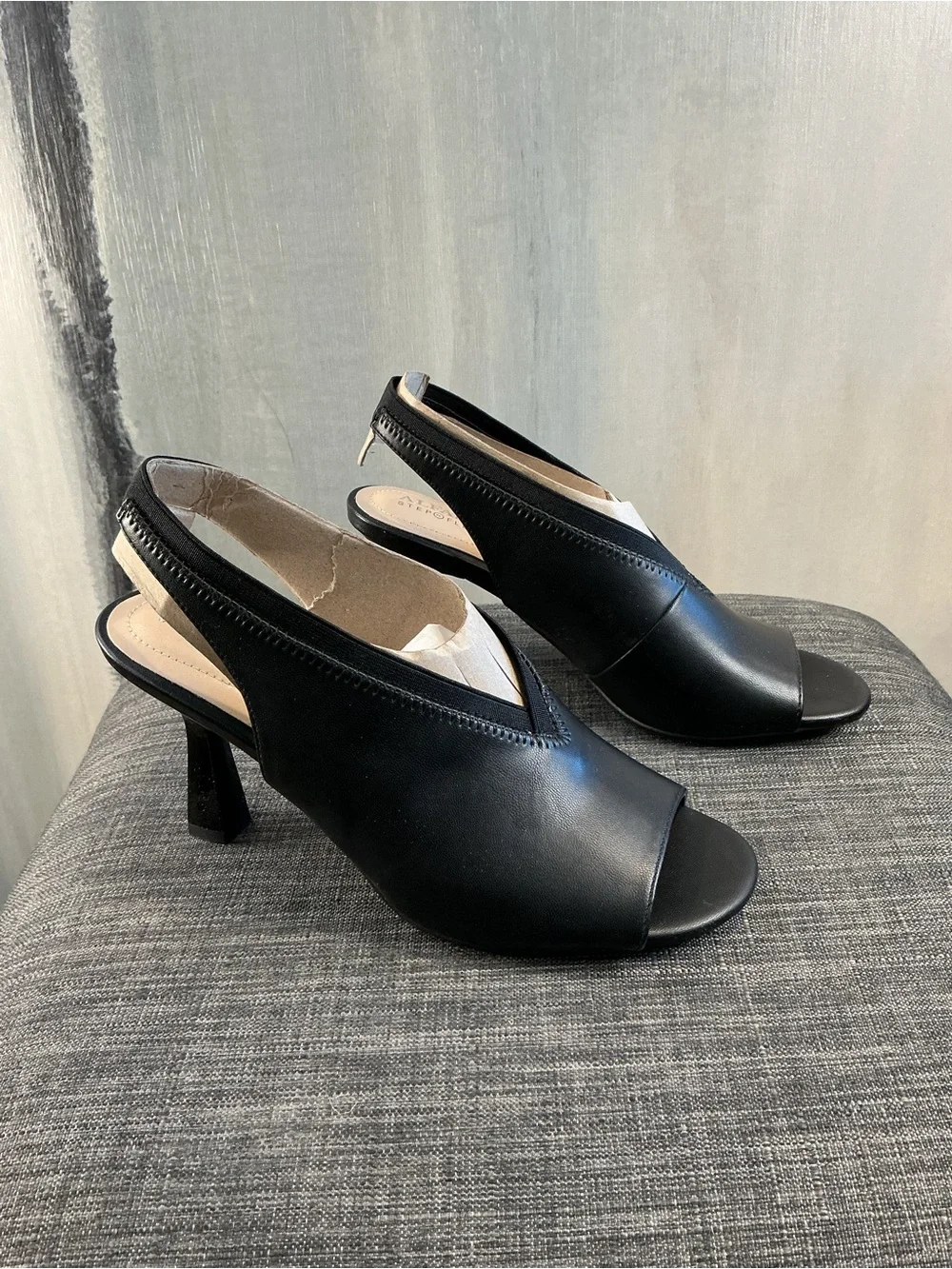 NIB Alfani Step ‘N Flex Cealp Peep-Toe Slingback Heels Black - Size 8M